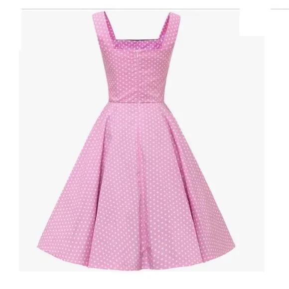 Women's Dress Retro Vintage Swing 1950's Short Sleeve pokadot Print - Picture 3 of 5